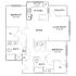 Inviting floor plan showcasing 2 spacious bedrooms, open kitchen area, and a cozy living room leading to a balcony.