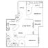 Elegant floor plan showcasing 2 bedrooms, 2 baths, a spacious living room, and a private balcony, ideal for modern living.