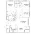 Chic floor plan showcasing 2 spacious bedrooms, modern kitchen, and inviting living room, complete with dining area and balcony access.