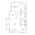 Elegant floor plan showcasing a spacious bedroom, versatile den, open living and dining areas, modern kitchen, and private balcony for a refined lifestyle.