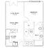 Inviting floor plan featuring a cozy living room, dining area, bedroom, and compact kitchen, ideal for efficient living.