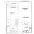 Modern apartment floor plan featuring a 12x12 bedroom, spacious living room with dining area, kitchen, and private balcony.