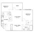 Charming floor plan featuring 2 spacious bedrooms, a cozy living room, a functional kitchen, and a private deck for outdoor enjoyment.
