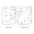 Elegant two-story floor plan featuring spacious first-floor living room, dining area, and kitchen, with laundry and bath. Second floor boasts two large bedrooms with en-suite baths and walk-in closets.
