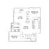 Charming floor plan showcasing 2 bedrooms, modern kitchen, inviting living room, and a spacious deck area.