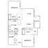 Chic floor plan with 2 elegant bedrooms, spacious living and dining area, modern kitchen, and a charming balcony.