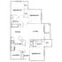 Inviting floor plan featuring 3 bedrooms, open living-dining area, modern kitchen, balcony, and ample storage space with walk-in closets.
