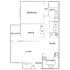 Modern floor plan showcasing a spacious one-bedroom apartment with an office, open-plan living and dining area, kitchen, balcony, and bathroom with walk-in closet.