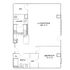 Modern apartment floor plan with one spacious bedroom, open kitchen, laundry area, and generous living/dining space.