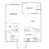 Modern floor plan showcasing a spacious 1-bedroom apartment with an open living area, kitchen, and balcony.