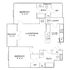 Modern floor plan featuring two spacious bedrooms, open living and dining area, functional kitchen, two bathrooms, and a private balcony.