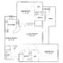 Inviting 2D floor plan with two spacious bedrooms, two stylish bathrooms, open-concept living room, and modern kitchen. Includes dining area, convenient laundry, and private deck for relaxation.