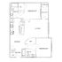 Modern floor plan featuring 2 bedrooms, open living area, and a well-equipped kitchen, complete with balcony and ample storage.