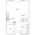 Chic floor plan showcasing a modern studio apartment with a spacious living area, efficient kitchen, cozy dining space, and a well-appointed bathroom.