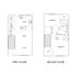 Elegant two-story floor plan featuring two bedrooms with walk-in closet and bathrooms on the second floor, alongside a modern first floor with open living, dining area, and stylish kitchen.