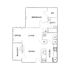 Contemporary floor plan showcasing 1 bedroom, open kitchen, dining area, living room with balcony, office space, and modern bathroom.