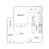 Modern floor plan showcasing 1 bedroom, spacious living area, and a sleek kitchen with dining space. Includes a private balcony and a dedicated office.