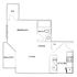 Charming 1-bedroom floor plan with a walk-in closet, open living and dining area, and a cozy kitchen with a balcony.