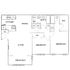 Modern floor plan showcasing a stylish layout with two bedrooms, a versatile den/study, spacious living and dining areas, and a well-equipped kitchen.