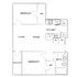 Charming floor plan with 2 bedrooms, open living and dining area, equipped kitchen, and private balcony access.