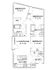 Chic floor plan displaying 3 bedrooms, spacious living/dining area, modern kitchen, and 2 bathrooms.