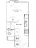 Modern floor plan featuring a compact kitchen, open living/dining area extending to a balcony, and a streamlined bathroom layout.