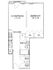 Charming 1-bedroom floor plan featuring a combined living and dining area, cozy kitchen, and private balcony access.