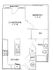Modern floor plan with 1 bedroom, open living and dining area, sleek kitchen, and private balcony.
