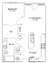 Modern floor plan with 1 bedroom, spacious living/dining area, open kitchen, study, and luxury bath. Features walk-in closet and in-unit laundry.