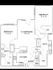 Elegant floor plan showcasing 2 spacious bedrooms, open living/dining area, modern kitchen, and two baths. Includes walk-in closets for added luxury.