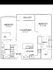 Modern apartment floor plan with 2 spacious bedrooms, open-concept living and dining area, two bathrooms, and a balcony. Includes walk-in closets and a sleek kitchen layout.