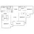 Modern floor plan with 3 bedrooms, 2 bathrooms, an open living and dining area, and a sleek kitchen; includes a private balcony.