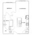 Modern floor plan with a spacious bedroom, open-concept living and dining area, well-equipped kitchen, and a luxurious bath, perfect for contemporary living.