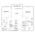 Modern 2-bedroom apartment floor plan with a spacious living area, patio/balcony, and two bathrooms. Includes a stylish kitchen, convenient laundry area, and walk-in closets.