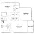 Charming floor plan showcasing 2 bedrooms, 2 bathrooms, a modern kitchen, and a spacious living/dining area with access to a balcony.