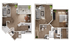 Modern two-story floor plan featuring a spacious living room, dining area, kitchen, and bedroom with private balcony.
