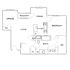 Spacious floor plan featuring 1 bedroom, a dedicated office, open living and dining areas, with a balcony, ideal for modern living.
