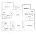 Modern floor plan highlighting 3 bedrooms with walk-in closets, 2 bathrooms, a large balcony, and an open living and dining area adjacent to the kitchen.