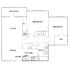 Modern floor plan featuring 2 bedrooms with walk-in closet, an inviting living area with balcony, and a sleek kitchen adjacent to dining space.
