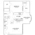 Elegant floor plan showcasing a spacious 1-bedroom layout with a walk-in closet, modern kitchen, and dining room adjacent to a deck. Features include a large living room, convenient laundry area, and ample storage space.