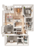 Beautifully designed floor plan showcasing a spacious apartment with three bedrooms, a comfortable living area, a modern kitchen, and two bathrooms, perfect for stylish living.