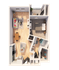 Modern floor plan layout featuring one bedroom, a stylish open-plan living and dining area, a sleek kitchen, and a cozy terrace.