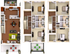 Modern multi-level floor plan showcasing an open-concept kitchen and dining area, three spacious bedrooms, multiple bathrooms, and stylish decor elements, perfect for family living.