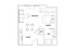 Chic open-concept floor plan showcasing a spacious living room, modern kitchen, cozy bedroom, and stylish bathroom.
