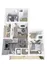 Modern 3D floor plan showcasing a bright 2-bedroom apartment with open living space, sleek kitchen, and cozy balcony.