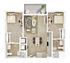 Modern apartment floor plan featuring 2 cozy bedrooms, a stylish open living room, functional kitchen, and a serene balcony area perfect for relaxation.