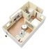 1 bed, 1 bath floorplan is 681 sq. ft.