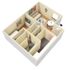 1 bed, 1 bath floorplan is 700 sq. ft.