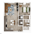 Modern 1-bedroom apartment floor plan featuring an open-concept living area, stylish kitchen, and cozy bedroom, ideal for urban living.