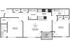 Modern floor plan showcasing 2 spacious bedrooms, a welcoming living room, gourmet kitchen, and a patio or balcony.